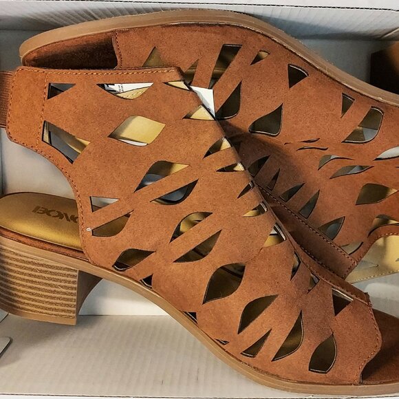 Womens Bongo Brown Block Heels Sandals Cutout Ankle Bootie Open Toe Shoe size 11 - Picture 3 of 12